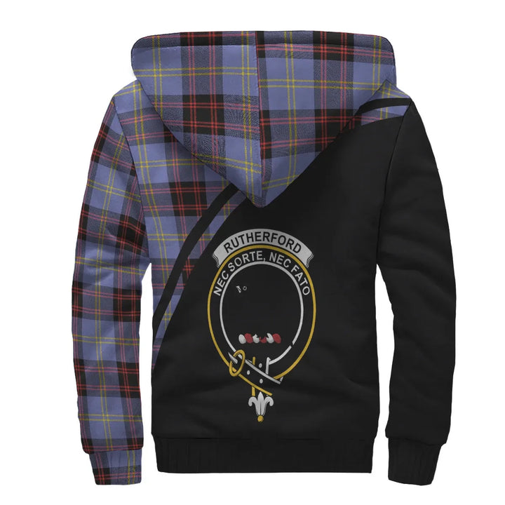 Scottish Rutherford Clan Crest Tartan Curve Sherpa Hoodie