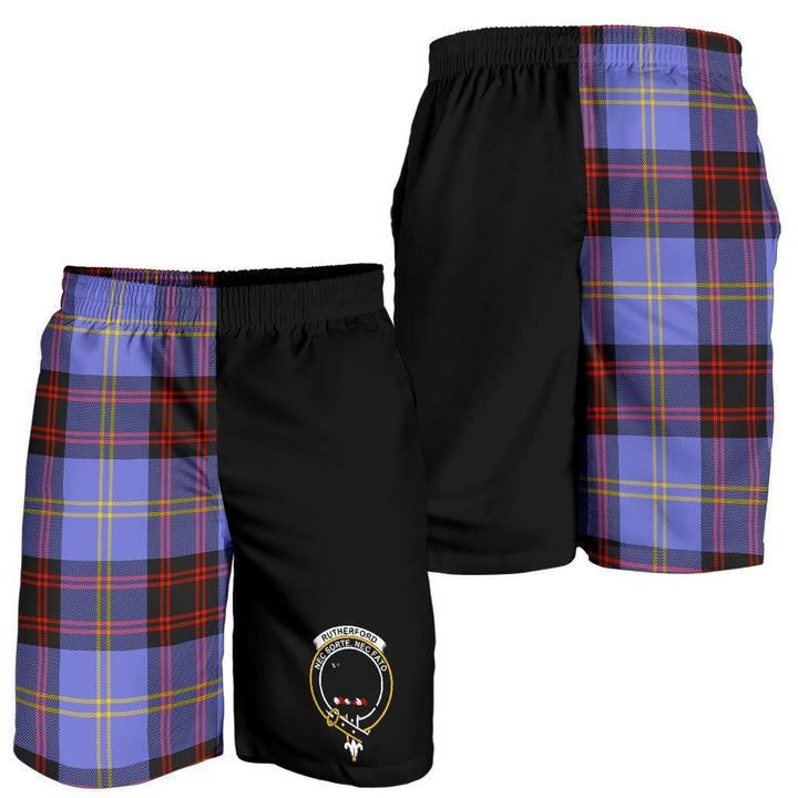 Scottish Rutherford Clan Crest Tartan Half of Me Men's Shorts