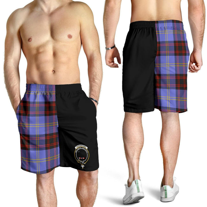 Scottish Rutherford Clan Crest Tartan Half of Me Men's Shorts