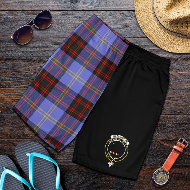 Scottish Rutherford Clan Crest Tartan Half of Me Men's Shorts