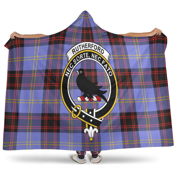 Scottish Rutherford Clan Crest Tartan Hooded Blanket Tartan Plaid 1