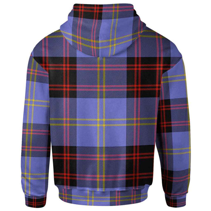 Scottish Rutherford Clan Crest Tartan Hoodie Back Side Tartan Plaid