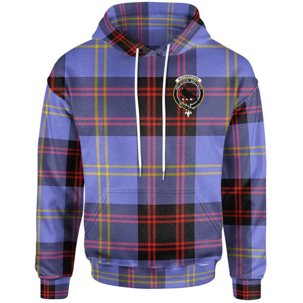 Scottish Rutherford Clan Crest Tartan Hoodie Front Side Tartan Plaid