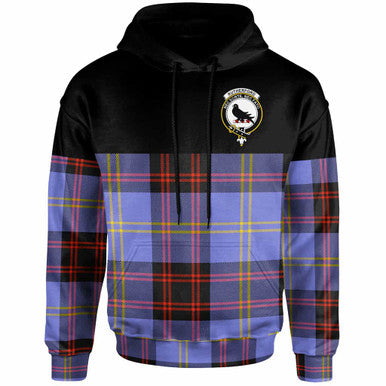 Scottish Rutherford Clan Crest Tartan Hoodie - Horizontal Style Front Side Tartan Plaid