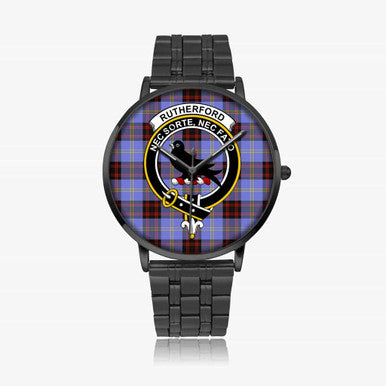 Scottish Rutherford Clan Crest Tartan Instafamous Steel Quartz Watches Tartan Plaid Black 1