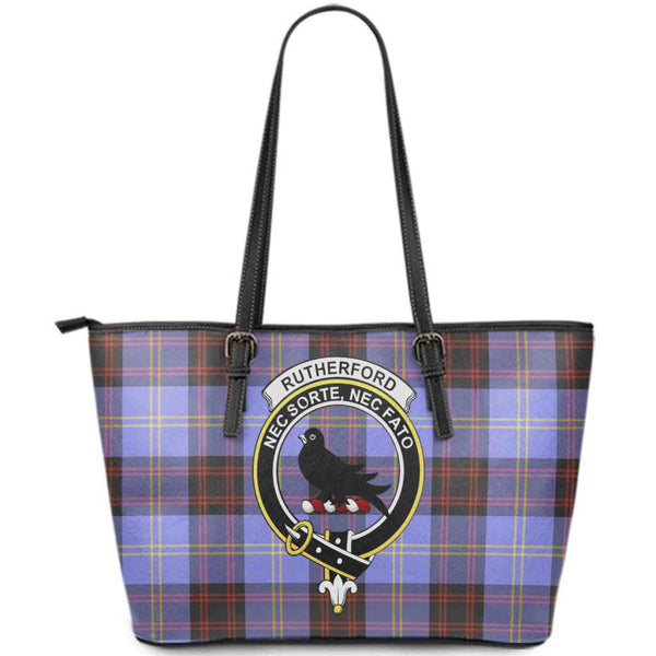 Scottish Rutherford Clan Crest Tartan Leather Tote Tartan Plaid