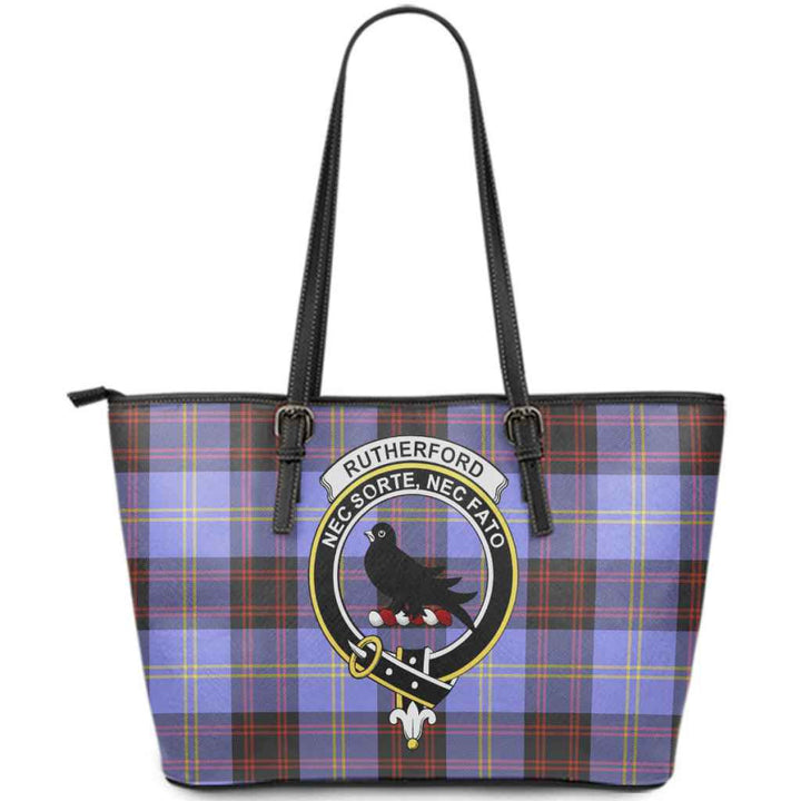 Scottish Rutherford Clan Crest Tartan Leather Tote Tartan Plaid