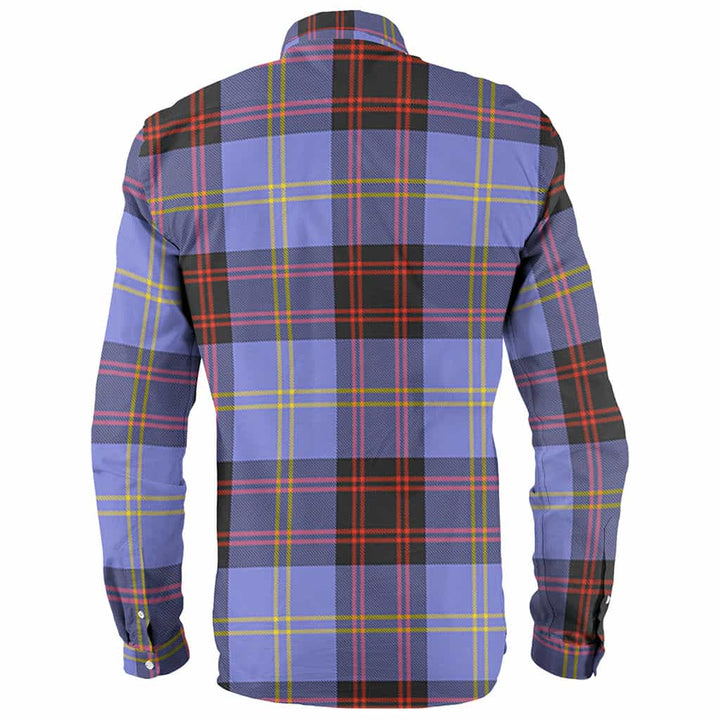 Scottish Rutherford Clan Crest Tartan Long Sleeve Shirt Back Side Tartan Plaid