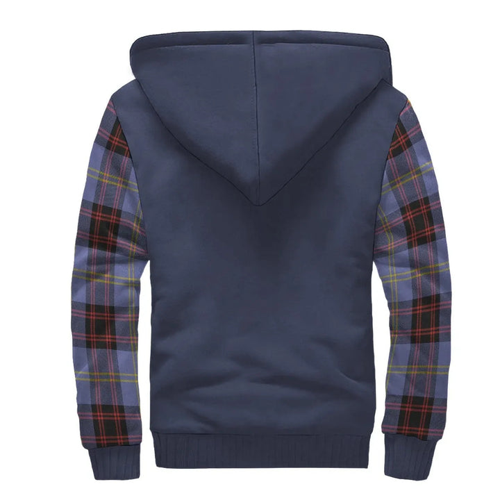 Scottish Rutherford Clan Crest Tartan Plaid Sleeve Sherpa Hoodie