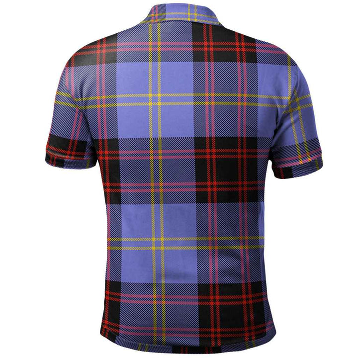 Scottish Rutherford Clan Crest Tartan Polo Shirt Back Side Tartan Plaid