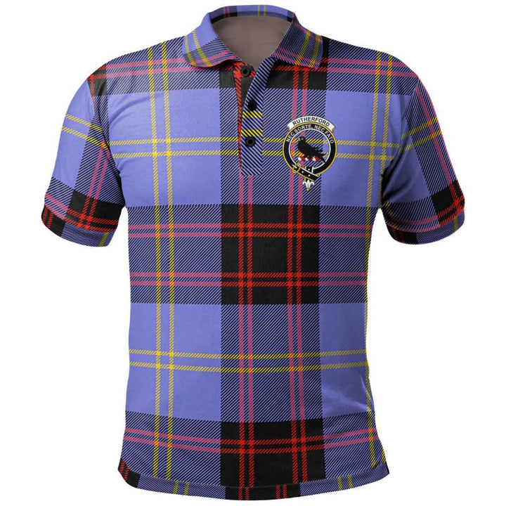 Scottish Rutherford Clan Crest Tartan Polo Shirt Front Side Tartan Plaid