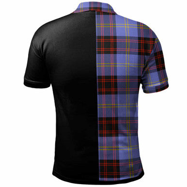 Scottish Rutherford Clan Crest Tartan Polo Shirt - Half in Me Back Side Tartan Plaid