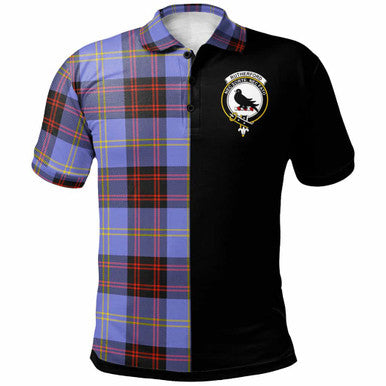 Scottish Rutherford Clan Crest Tartan Polo Shirt - Half in Me Front Side Tartan Plaid