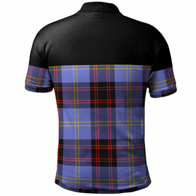 Scottish Rutherford Clan Crest Tartan Polo Shirt - Horizontal Style Back Side Tartan Plaid