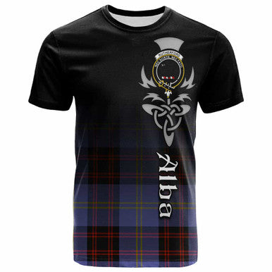 Scottish Rutherford Clan Crest Tartan T-Shirt - Alba Gu Brath Family Crest Celtic Inspired Front Side Tartan Plaid