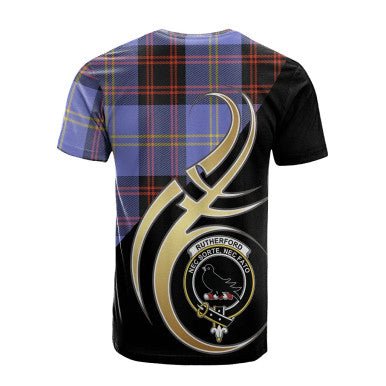 Scottish Rutherford Clan Crest Tartan T-Shirt Believe in Me Back Side Tartan Plaid