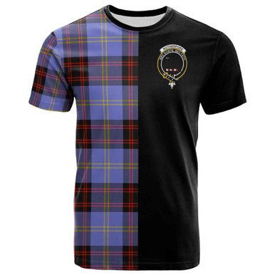 Scottish Rutherford Clan Crest Tartan T-Shirt Half in Me Front Side Tartan Plaid