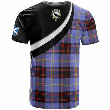 Scottish Rutherford Clan Crest Tartan T-Shirt - Scotland Forever Style Back Side Tartan Plaid