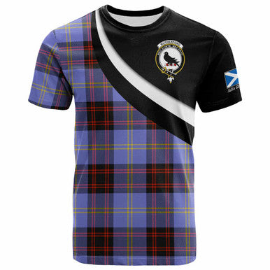 Scottish Rutherford Clan Crest Tartan T-Shirt - Scotland Forever Style Front Side Tartan Plaid