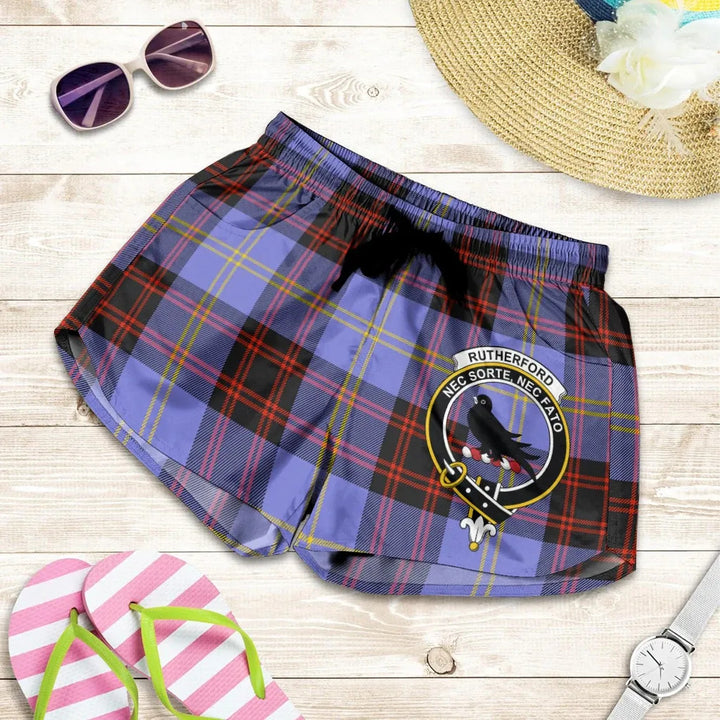 Scottish Rutherford Clan Crest Tartan Women Shorts