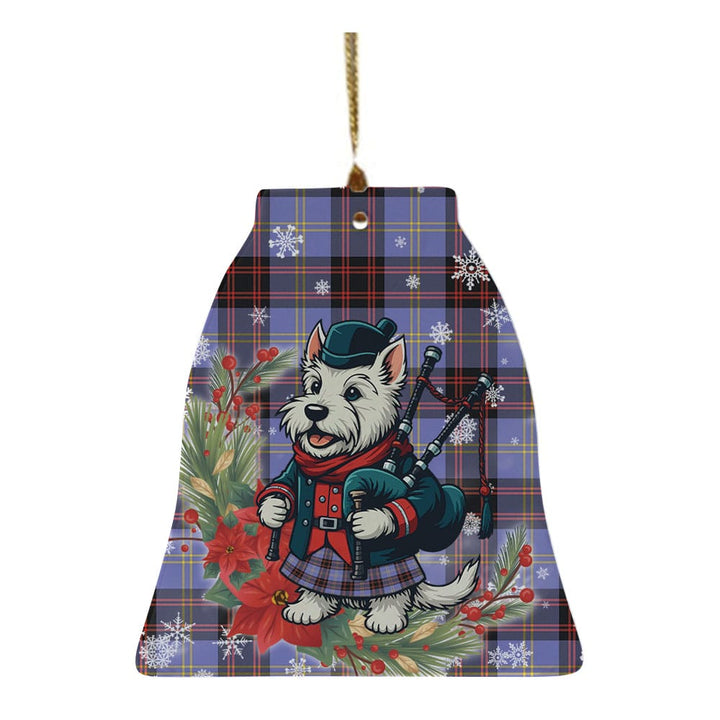 Scottish Rutherford Clan Tartan Ceramic Ornament Cute Scottish Terrier Dog Bell Style Tartan Plaid