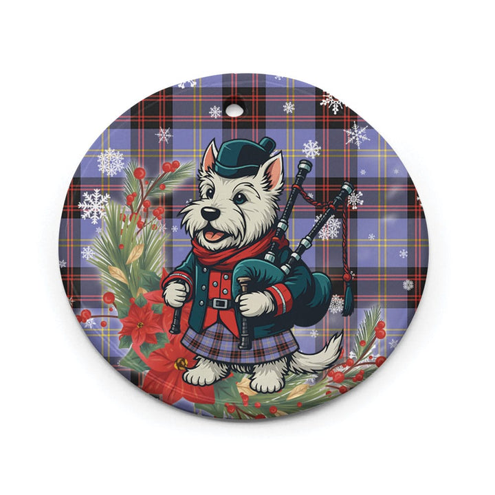 Scottish Rutherford Clan Tartan Ceramic Ornament Cute Scottish Terrier Dog Circle Style Tartan Plaid