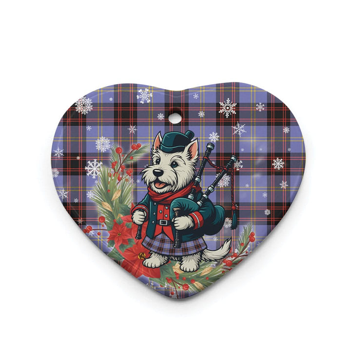 Scottish Rutherford Clan Tartan Ceramic Ornament Cute Scottish Terrier Dog Heart Style Tartan Plaid