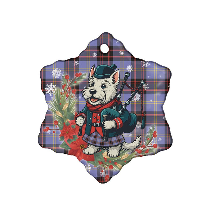 Scottish Rutherford Clan Tartan Ceramic Ornament Cute Scottish Terrier Dog Snow Flake Style Tartan Plaid