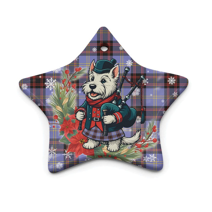 Scottish Rutherford Clan Tartan Ceramic Ornament Cute Scottish Terrier Dog Star Style Tartan Plaid