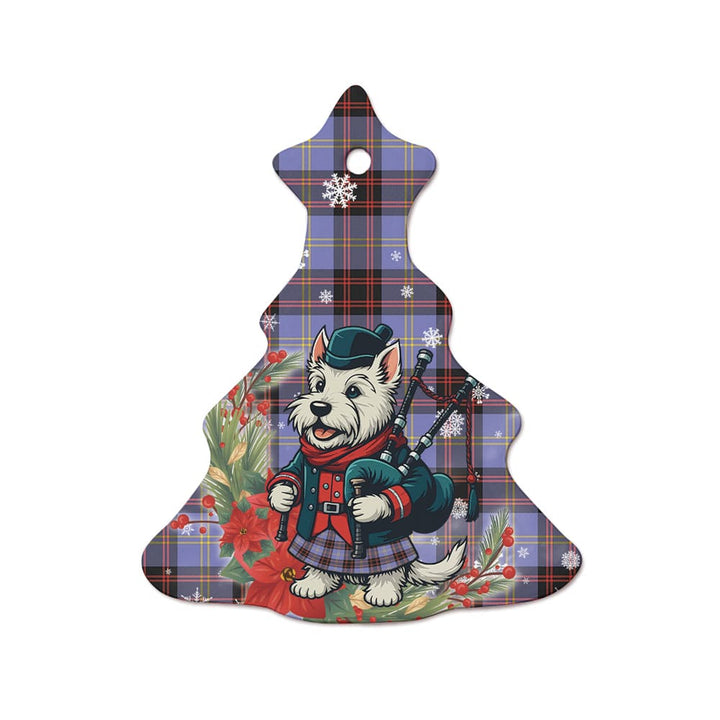 Scottish Rutherford Clan Tartan Ceramic Ornament Cute Scottish Terrier Dog Tree Style Tartan Plaid