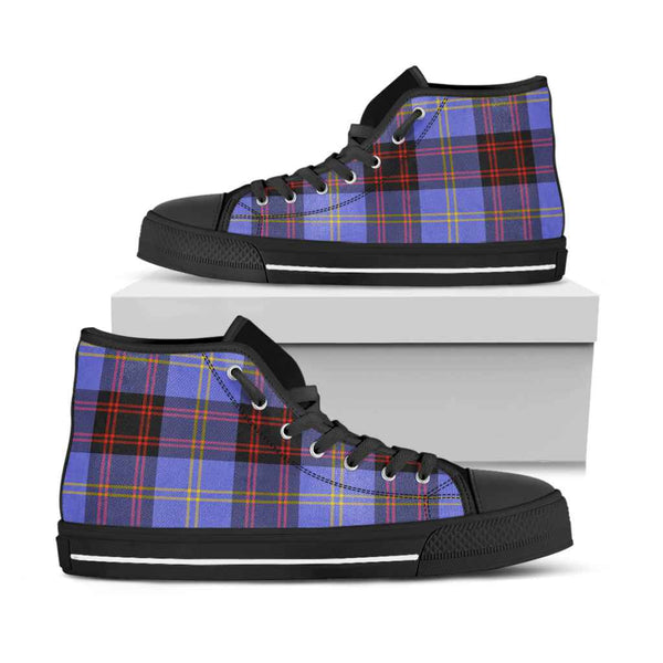 Scottish Rutherford Clan Tartan High Top Shoes Black Sole Tartan Plaid