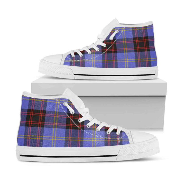Scottish Rutherford Clan Tartan High Top Shoes White Sole Tartan Plaid