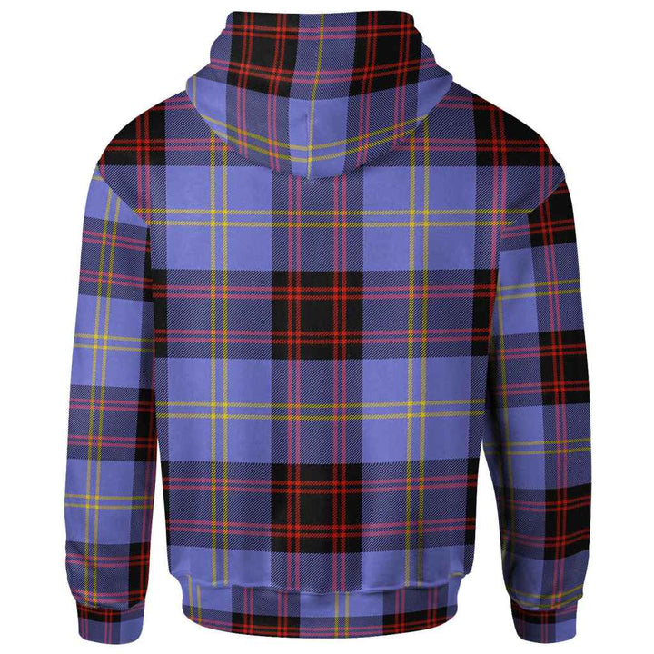 Scottish Rutherford Clan Tartan Hoodie Back Side Tartan Plaid