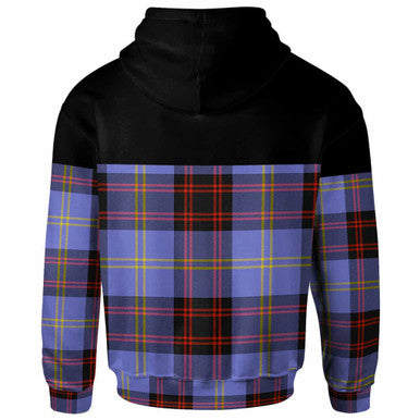 Scottish Rutherford Clan Tartan Hoodie - Horizontal Style Back Side Tartan Plaid