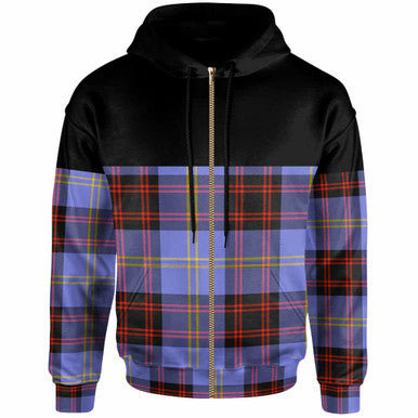 Scottish Rutherford Clan Tartan Hoodie - Horizontal Style Zip Tartan Plaid