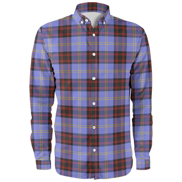 Scottish Rutherford Clan Tartan Long Sleeve Shirt Front Side Tartan Plaid