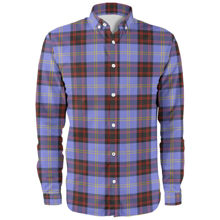 Scottish Rutherford Clan Tartan Long Sleeve Shirt Front Side Tartan Plaid