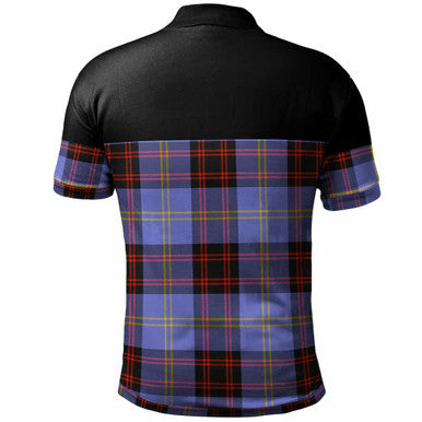 Scottish Rutherford Clan Tartan Polo Shirt - Horizontal Style Back Side Tartan Plaid