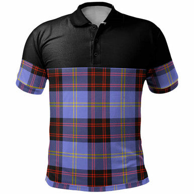 Scottish Rutherford Clan Tartan Polo Shirt - Horizontal Style Front Side Tartan Plaid