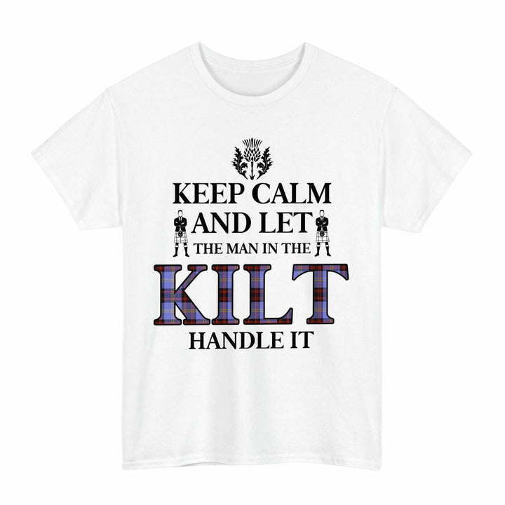 Scottish Rutherford Clan Tartan T-Shirt - Keep Calm Tartan Plaid White Color