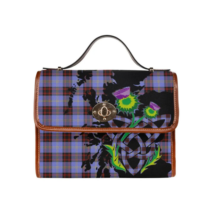 Scottish Rutherford Clan Tartan Waterproof Canvas Bag With Thistle Tartan Plaid 1