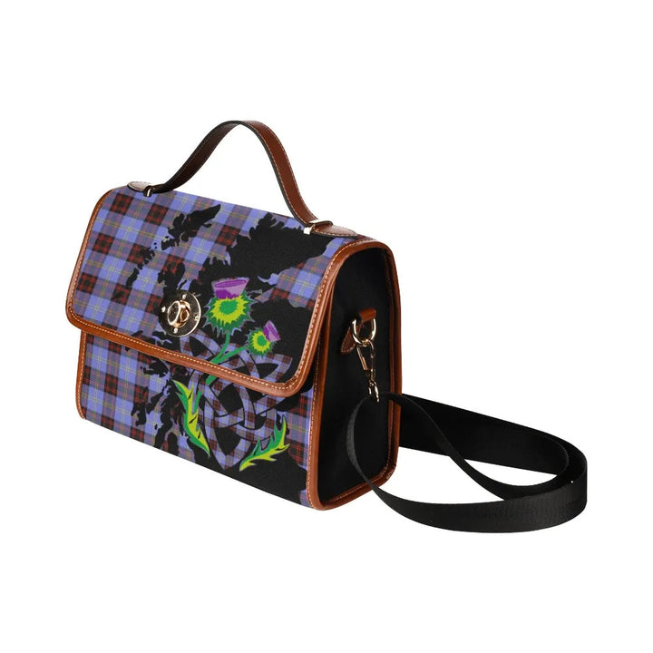 Scottish Rutherford Clan Tartan Waterproof Canvas Bag With Thistle Tartan Plaid 4