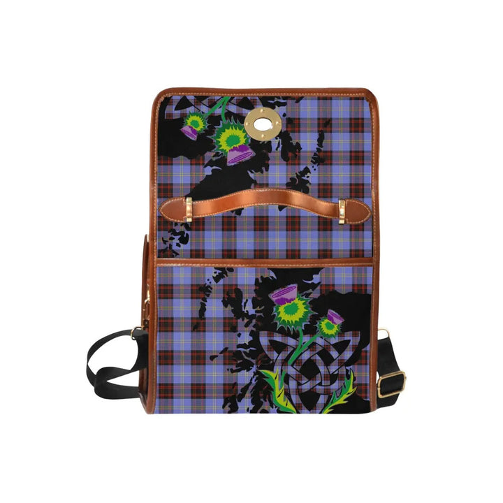 Scottish Rutherford Clan Tartan Waterproof Canvas Bag With Thistle Tartan Plaid 6