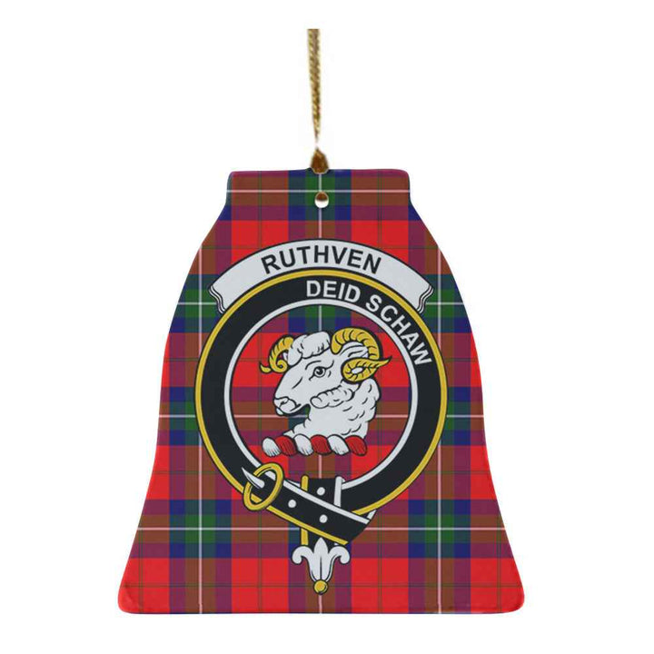 Scottish Ruthven Clan Crest Tartan Ceramic Ornament Bell Shape Tartan Plaid