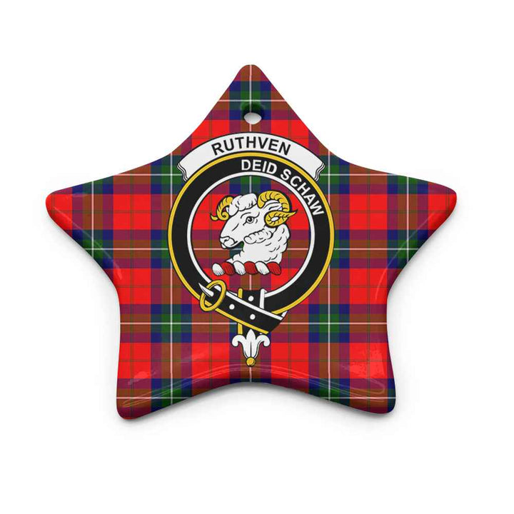 Scottish Ruthven Clan Crest Tartan Ceramic Ornament Star Shape Tartan Plaid