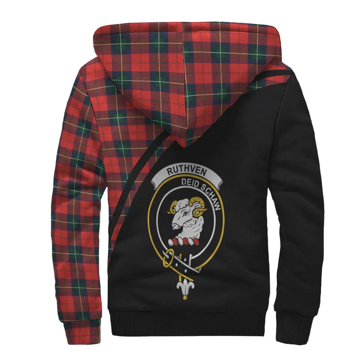 Scottish Ruthven Clan Crest Tartan Curve Sherpa Hoodie