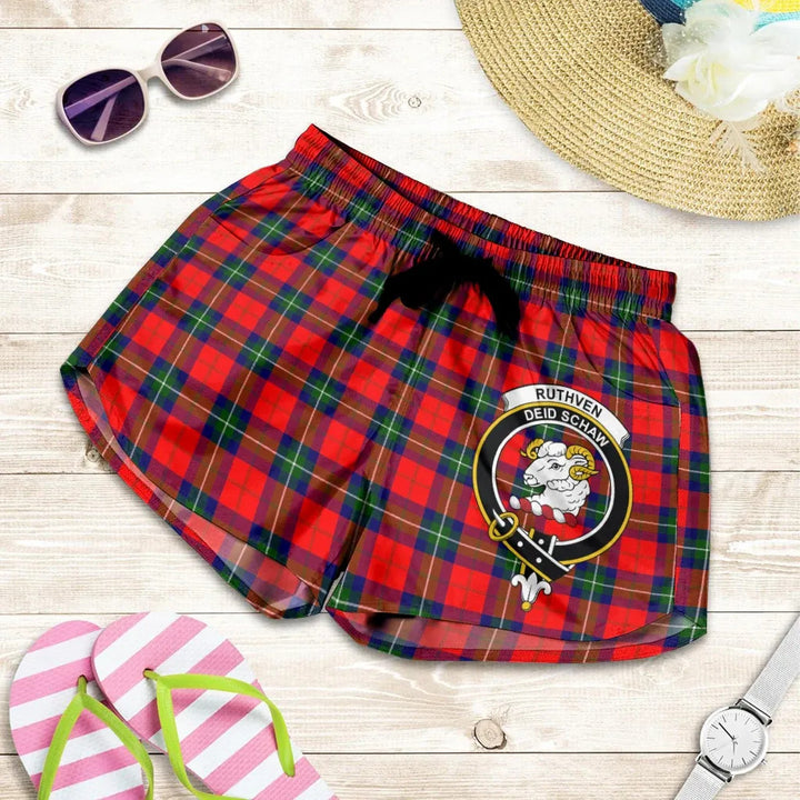 Scottish Ruthven Modern Clan Crest Tartan Women Shorts