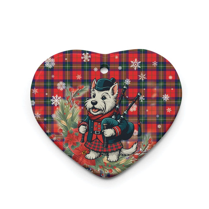 Scottish Ruthven Modern Clan Tartan Ceramic Ornament Cute Scottish Terrier Dog Heart Style Tartan Plaid