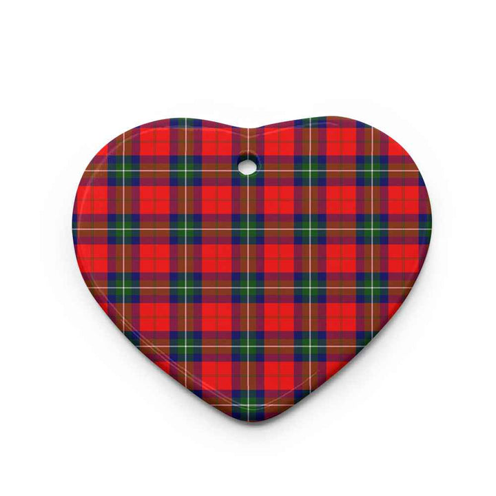 Scottish Ruthven Modern Clan Tartan Ceramic Ornament Heart Shape Tartan Plaid