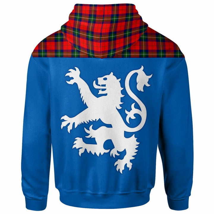 Scottish Ruthven Modern Clan Tartan Hoodie - Lion Rampant of Scotland With Flag back Side Tartan Plaid